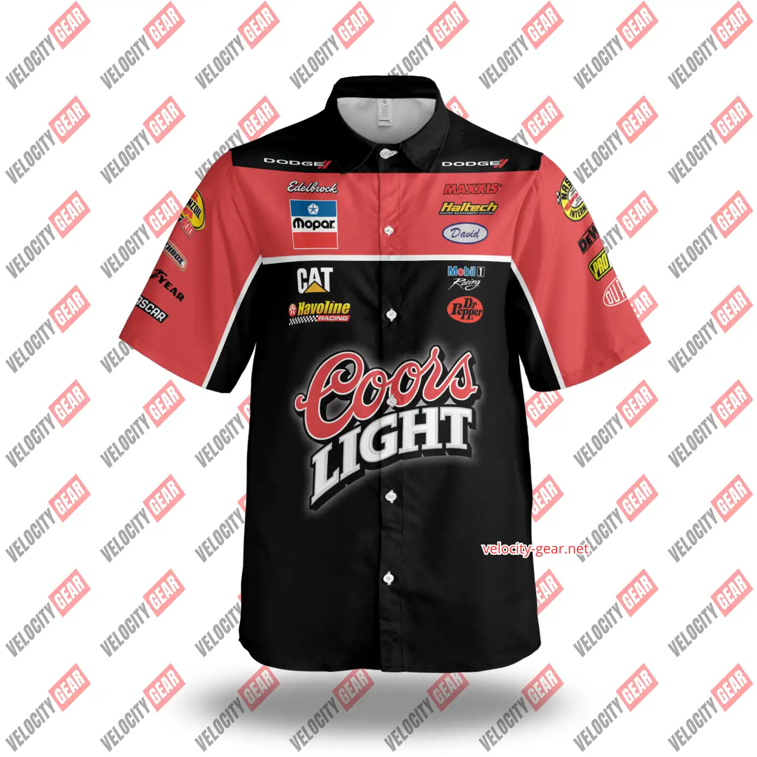 Custom Chrysler Racing Pit Crew Shirt β Coors Light Sponsor β Black & Red Button Down