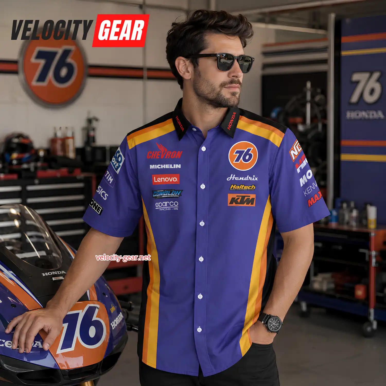 Honda Racing Pit Crew Inspired Button Shirt β Lightweight Mechanic Style alternate view
